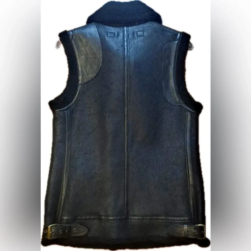 Polo Ralph Lauren Black Unisex Portuguese Lamb Shearling Aviator Vest - Picture 14 of 16